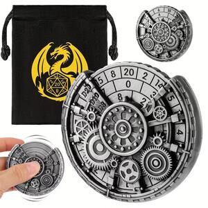 Steampunk Gear Metal 7-in-1 Spinning DND Portable Dice Set Wheel